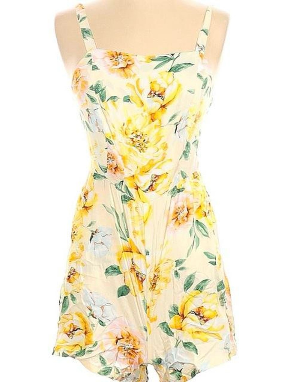 Floral Yellow Romper with Straps